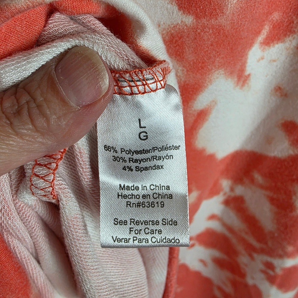 The Sweatshirt Project Lace Up Top Women L Orange Good Tie Dye 3/4 Sleeve - Picture 9 of 11